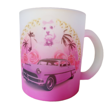 Mug caniche kitsch verre poli