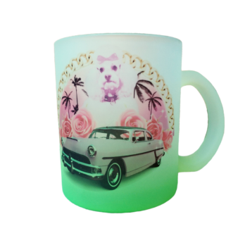 Mug caniche kitsch verre poli